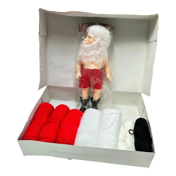 Spinrite Santa Doll Kit 14 inch Tall Crochet Yarn Complete Xmas Vintage New - Picture 6 of 14